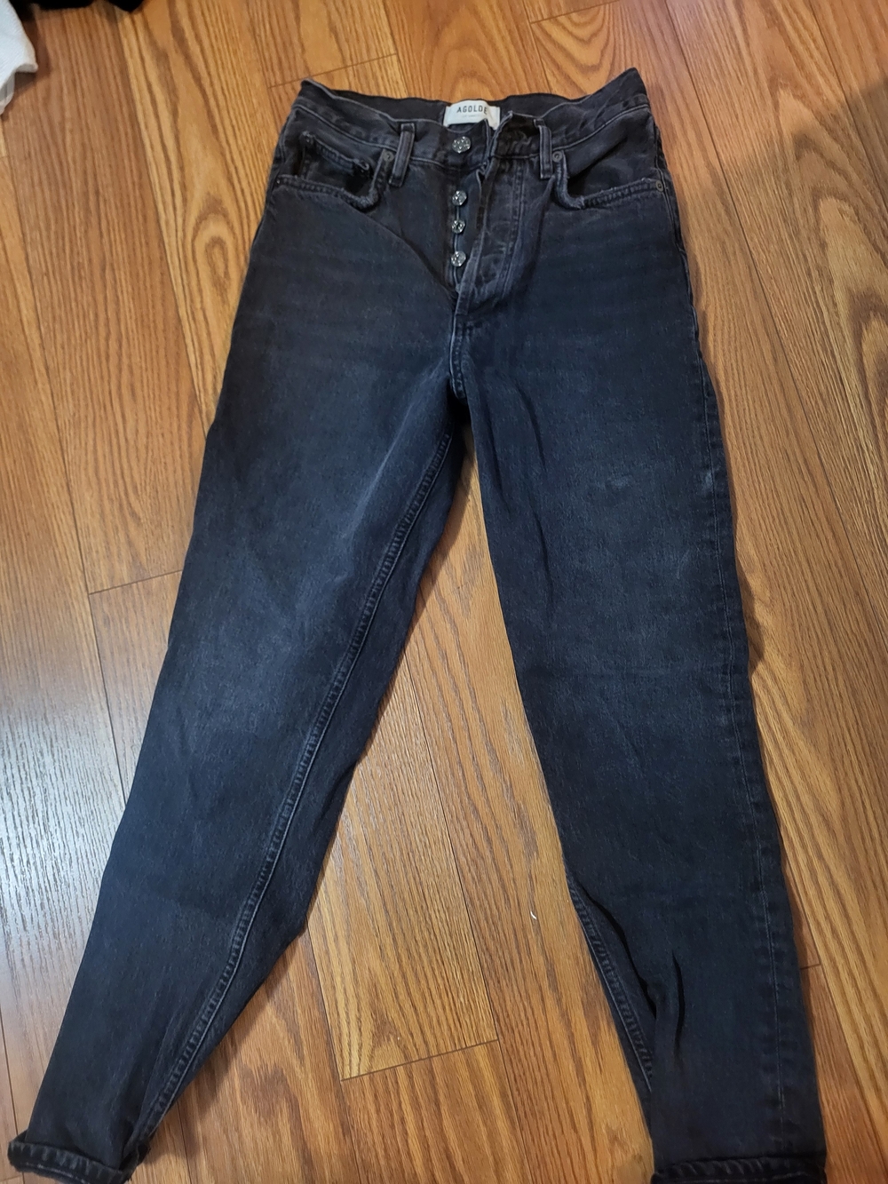 Agolde High-Rise Black Button-Fly Jeans